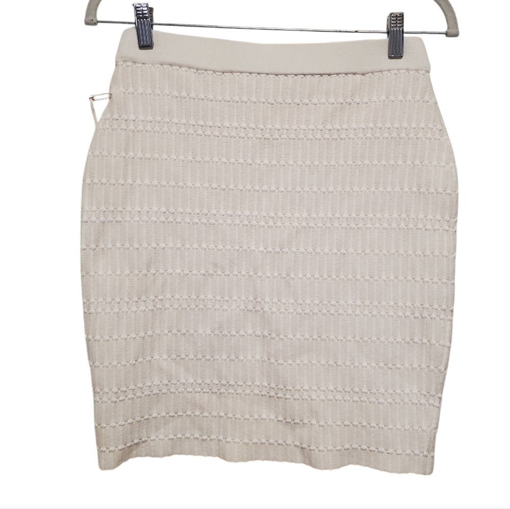 NWT Etcetera Crochet Knit Pencil Skirt Textured Rib Rare Ivory Velocity - Picture 3 of 10